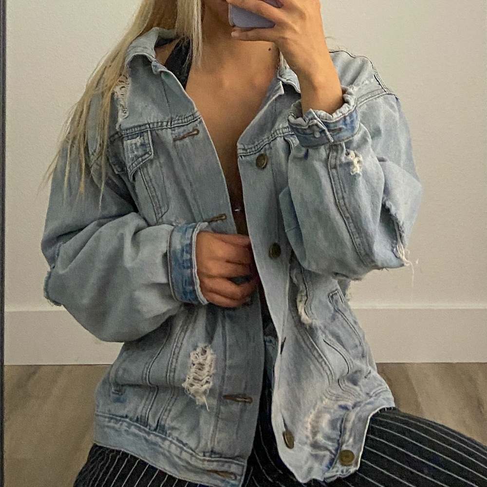 Light Blue Distressed Denim Jacket
